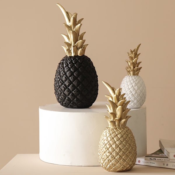 Nordisk stil moderne ananas ornamenter gull 15x7cm