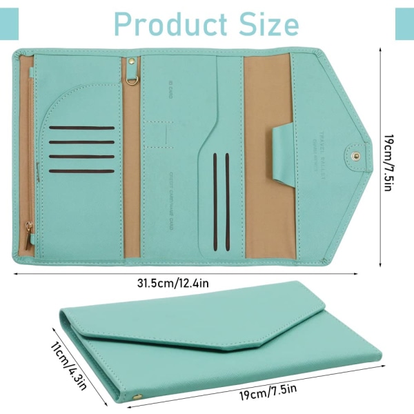 Multifunktionell reseplånbok, dokumentpassfodral (grön)