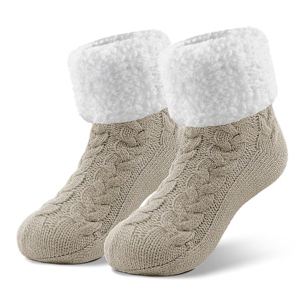 Pehmeät sukat naisille, pörröiset kotisukat, liukuestepohjalliset sukat, talvisukat, joululahjasukat, ABS-pohjalla ja lämpimät mökkisukat, 1 pari Khaki