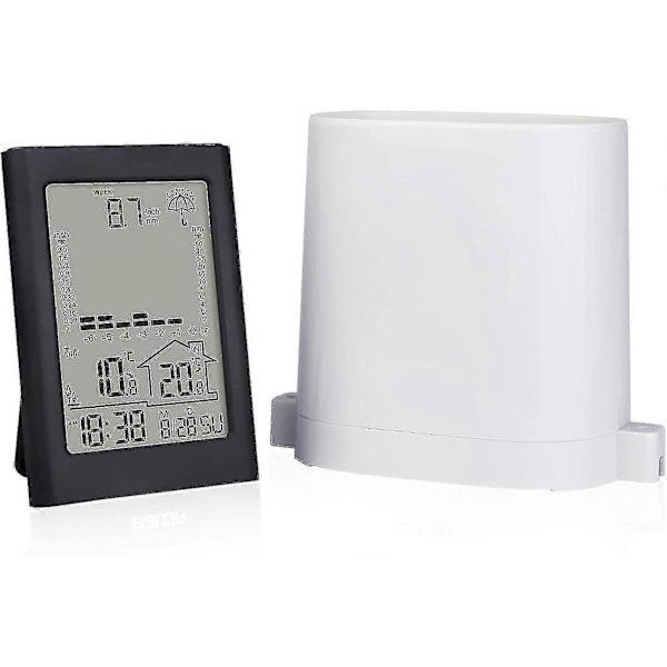 Trådlös regnstation - Regnmätare väderstation - Inomhus/utomhus termometer - Digital display