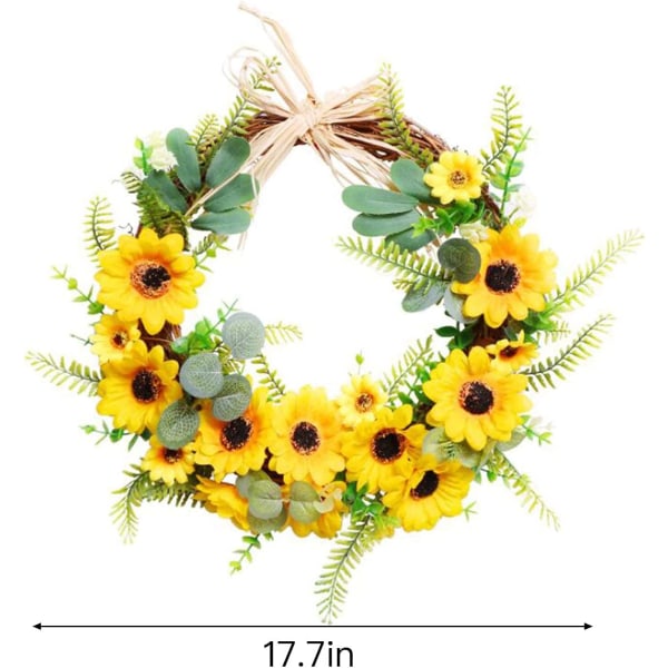 17,7 tommer kunstig solsikkekrans sommer faux blomsterkrans