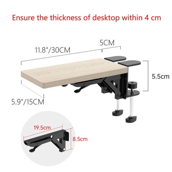 Ergonomisk skrivbordsförlängare, 11,8\"x5,9\" stansfri (lönn)