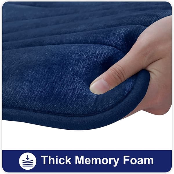 Memory Foam Bademåtte, Ekstra Blød Skridsikker, 40 x 60 cm, Navy Blå