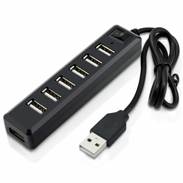 7-porter USB Hub-utvidelse høyhastighets for PS3, Xbox, Wii, PC, MAC, bærbar PC, NoteBook, Mac Book, NetBook, Nettbrett, Tab