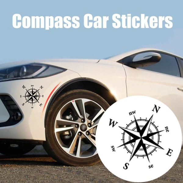2 stk kompas bilklistermærker Vandtætte vinyldekaler til alle autocamper lastbil varebil bil kofangermærkat 15cm*15cm mat sort