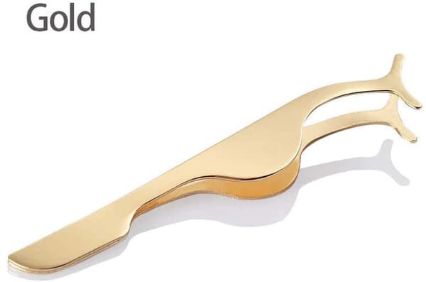 Falske øjenvipper rustfrit stål klip fjerner pincet (guld)