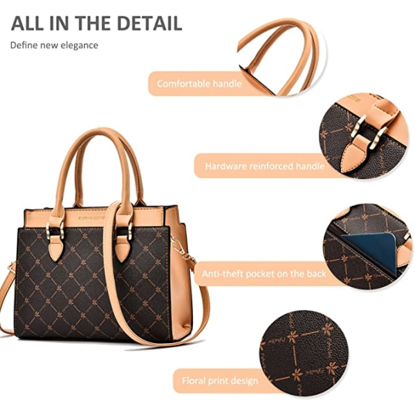 Damehåndtaske Designer Top Handle Taske Crossbody Taske (Kaffe)