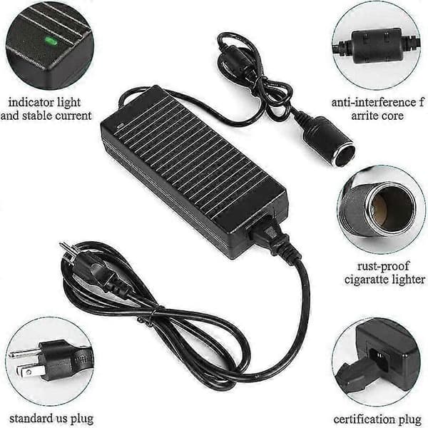 Bil Strømadapter Strømkonverter AC Adapter DC 110V / 220V Til 12V 10A Strømadapter Konverter EU Plugg