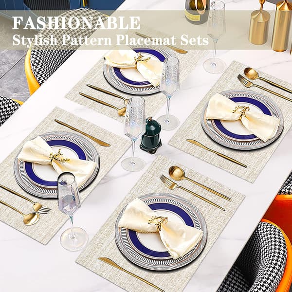 Sett med 7 plassmatter, vevde plassmatter, vaskbare og holdbare plassmatter beige