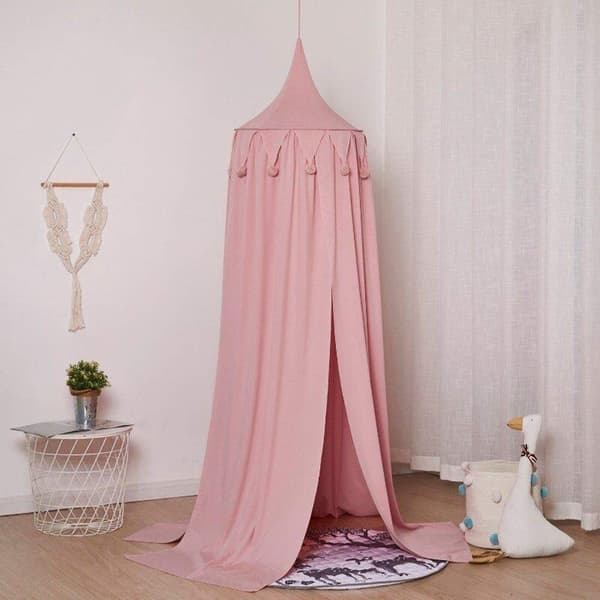 Seng baldakin rund kuppel, bomulds seng baldakin（Pink)