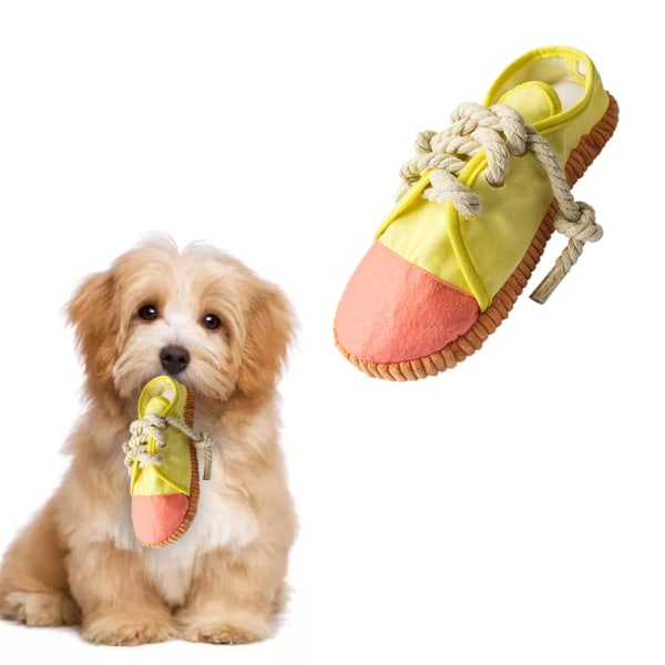 Hundetyggetøj, holdbart hundeskolegetøj, maskinvaskbart (gul)