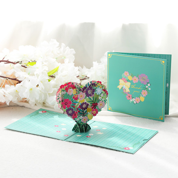Rosepar med hjertetre, pop-up-kort til bryllupsdag, pop-up-kort til bryllupsdag, 3D-kort til valentinsdag, bursdagskort