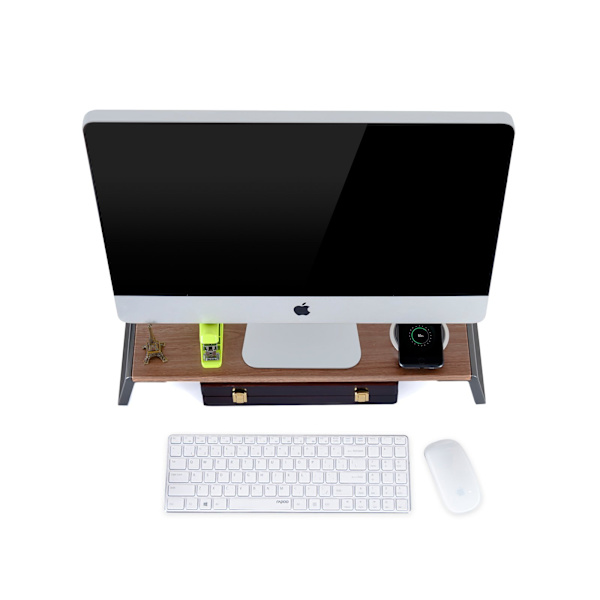 Monitorställ med metallfötter för skrivare, dator (Hickory)