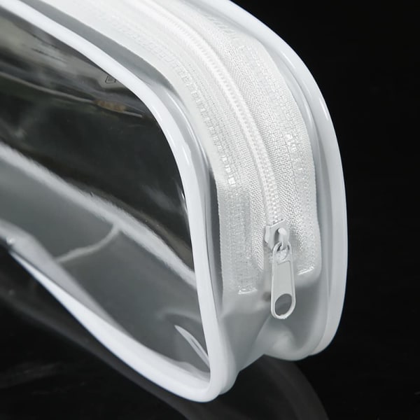 Gennemsigtige PVC Penalhuse Toilettaske med lynlås (hvid)