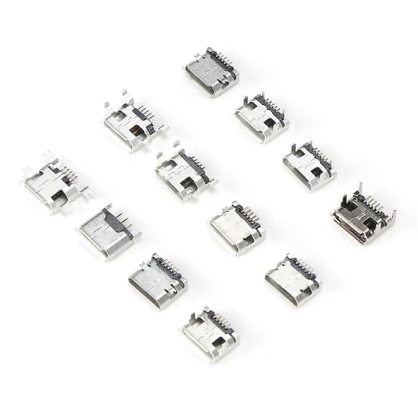 60 stk. SMD-stik Mini USB-port i rustfrit stål 12 slags industrielle kontrolkomponenter
