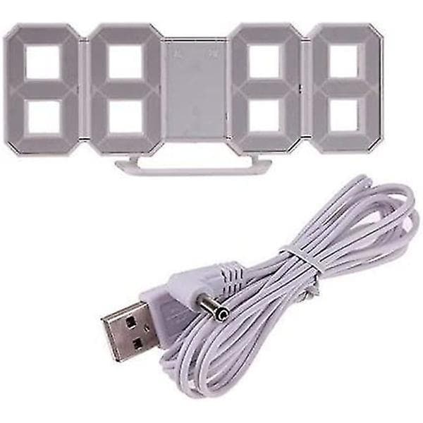 3D LED-väggklocka, modern digital väckarklocka kompatibel med hem, kök, kontor, sängbord, väggklocka