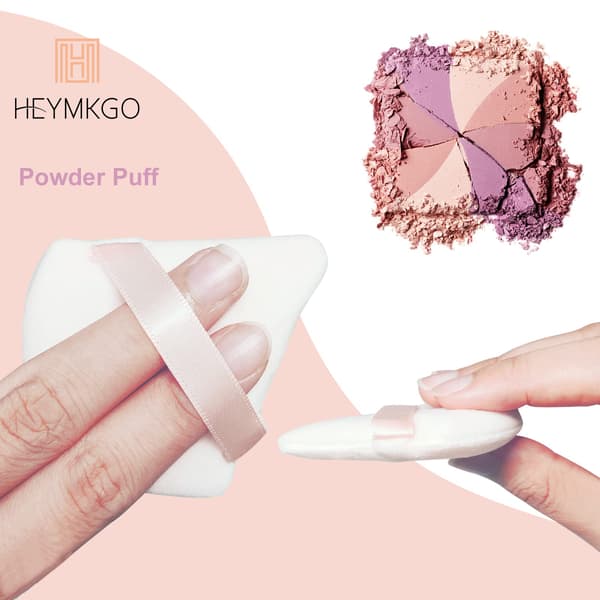 4 st puderpuffar, triangulära puderpuffar för pressat puder-beige