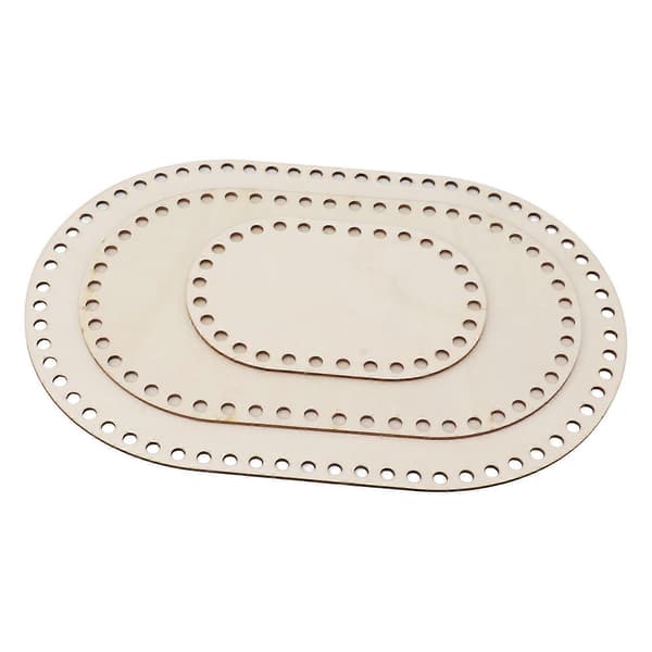 Ovalformade träbottnar för DIY-vävning - Set om 3
