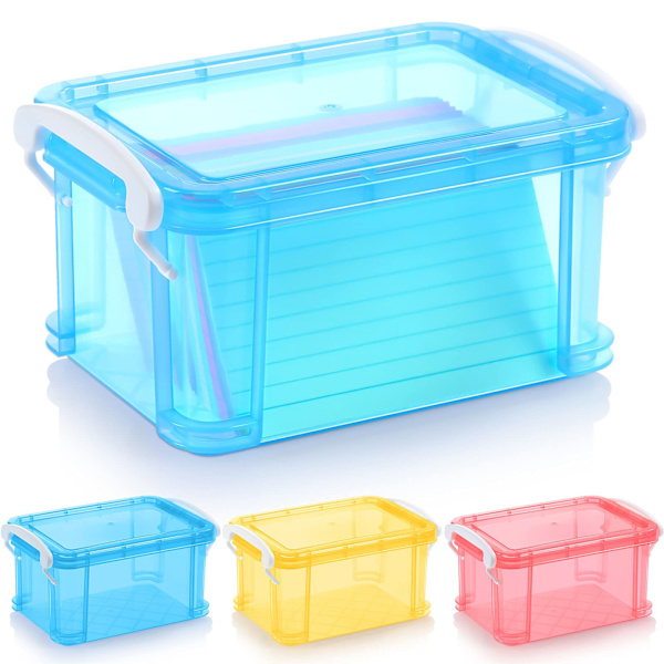 3 stk. Indekskortboks Plastlommeholder 3 x 5 tommers Oppskriftskort Oppbevaringsorganisator Farget Fotoboks for arkivering av notater, adresser, oppskrifter