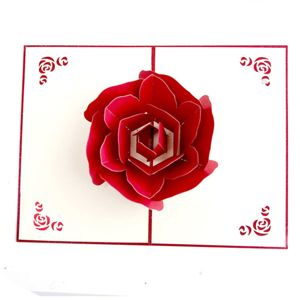 Roser Valentinsdag 3D Pop Up Gratulasjonskort med Konvolutter, 3D Håndlagde Hjertekort
