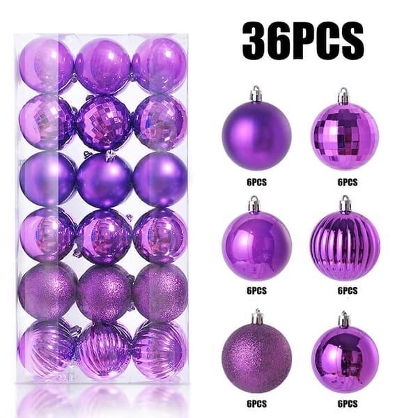36 stk. Julekule Juletre Pynt Hjemmefest Dekor 3CM Purple