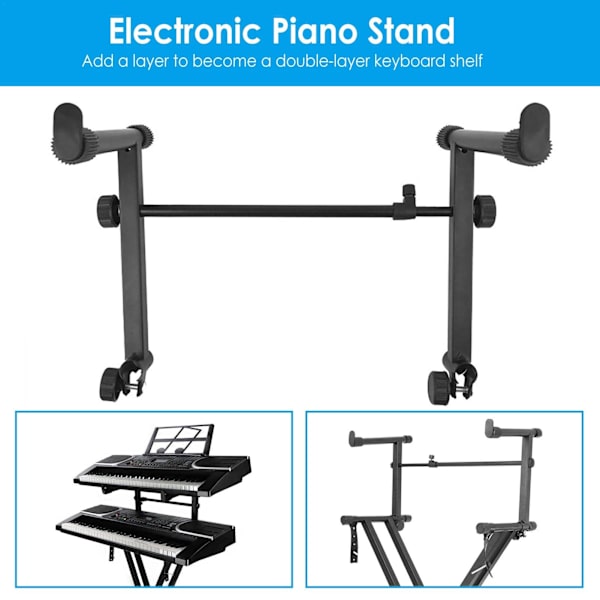 Dubbel tangentbord stativ andra nivå elektroniskt orgelhållare rack | Bärbart pianostativ musikinstrument rack med justerbar höjd