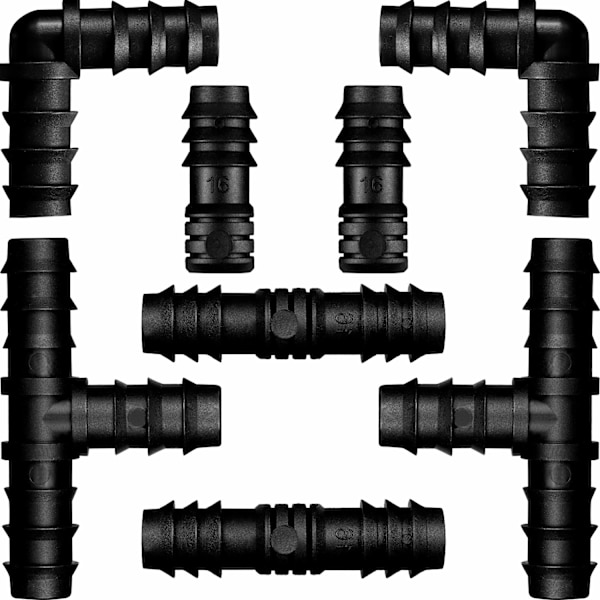8 stycken 1/2 tum (16 mm) droppbevattningsslanganslutning (blandad)