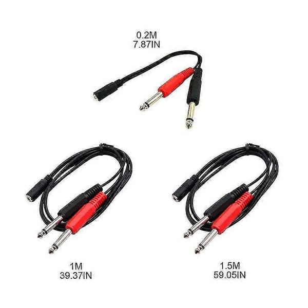 3,5 mm til 2 Jack 6,5 Mono Adapter Kabel Audio Kabel 2x6,35 mm Adapter Kabel