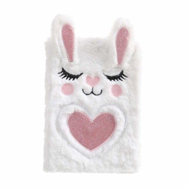 Piger Drenge Plys Notebook Dagbog 3D Søde Dyr Designs A5 Størrelse Journal Skole Fødselsdag for Piger Børn Hvid kanin