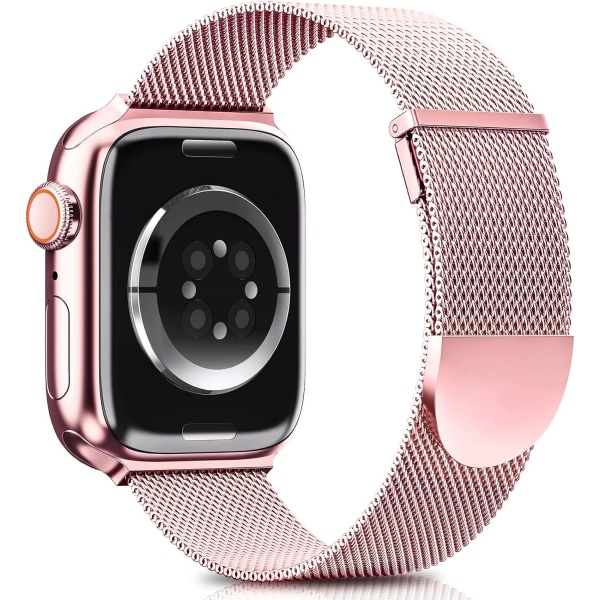 Oppgradert rem kompatibel med Apple Watch-remmer 41mm 40mm 38mm kvinner menn, dobbel magnetisk justerbar erstatningsrem for iWatch-serien rose gold 38/40/41MM