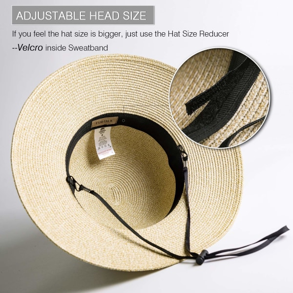 Dam Beach Sun Straw Hat UV Travel Vikbar brätte sommar UV-hatt（56-58cm）