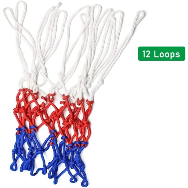 Basketball Net, 4 Pak Højtydende Basketball Net Udskiftning Farvet Basketball Hoop Stand Nets Netball Ring Basket Ball Hoop Nets, 12 Loops