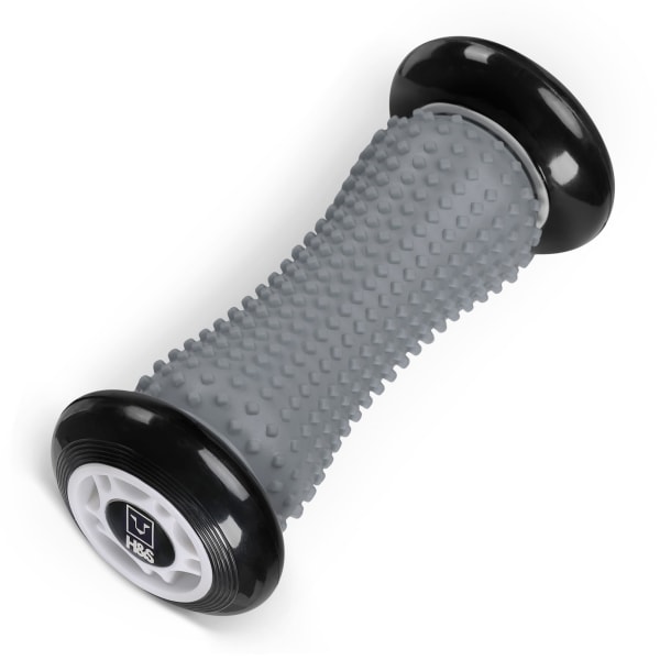 Fodmassagekuglerulle - Muscle Roller Stick til fascia og fødder - Silikone træningsrullemassageapparat med nubs - Grå