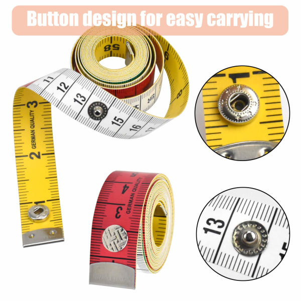 2-sidig målebånd for kroppsmåling, sybånd, dobbeltsidig kroppsmålingslinjal, mykt målebånd 60 tommer/150 cm