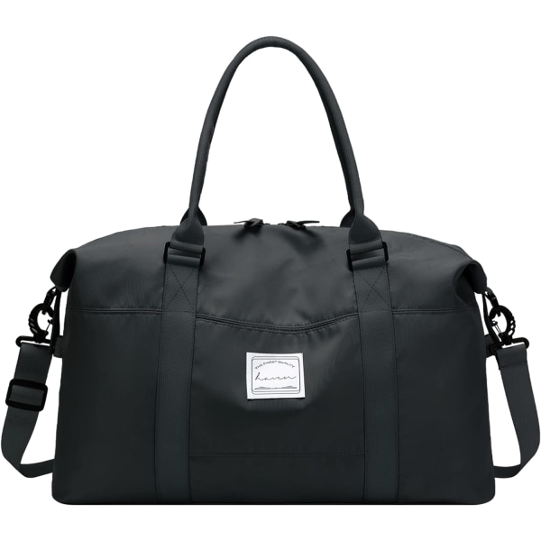 Weekendtaske, Overnattningstaske, Håndbagage, Rejsetaske til kvinder, Fitnesscenter, Vandtæt Weekender Tote Taske black