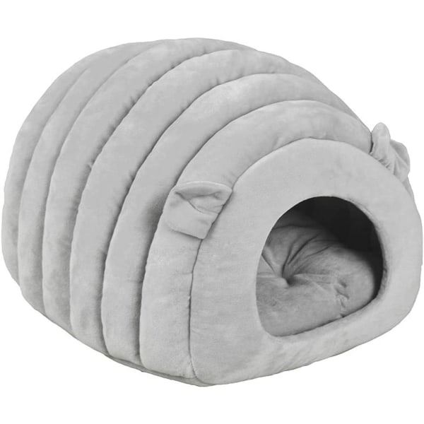 Bädd för katt, bärbar stor kattvalps igloobädd (Pur Grey)