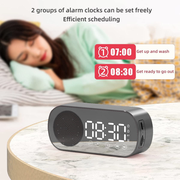 Digital väckarklocka radio, Bluetooth HiFi-högtalare FM-radio
