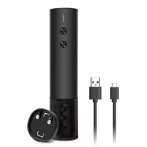 Elektrisk vinåbner med foliekutter og USB-kabel (sort)