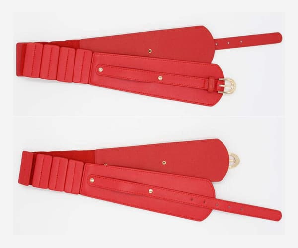 Bredt elastisk belte for kvinner, justerbart midjebånd, elastisk cinch-belte for dame til kjole, frakk, genser, rød red