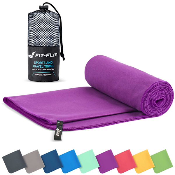 Kompakte mikrofiberhåndklær - sportshåndkleet, reisehåndkleet purple