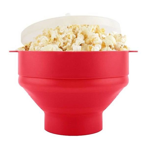 Popcorn-skål i silikon - Mikrobolle for popcorn - Sammenleggbar rød