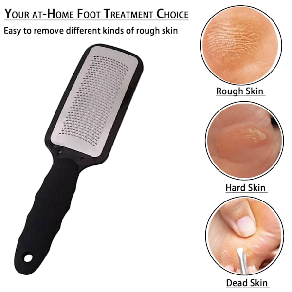 Hard Skin Remover Fotfiler, Rustfritt Stål Fot Callus Remover Fot Rasp for Død Hard Tøff Hud, Pedikyr, Profesjonell Salong Hjemmebruk (Svart)