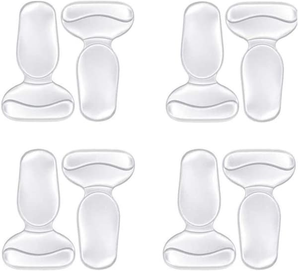 Hælgriper, Gel Skoinnlegg Liners Pads, 4 Par, Transparent
