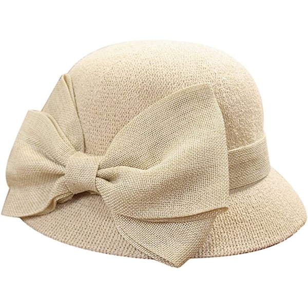 Mode Solhatt för Kvinnor Strandhatt Halmkeps Sommarhatt (Beige)