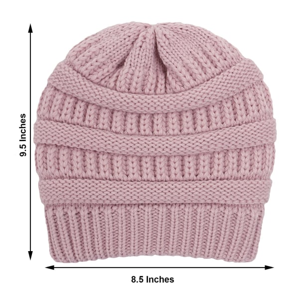 Dame Strikket Hue Hat Satin Foret Kvinder Ski Hætte Pige Slouchy Vinter Varm Hat pink