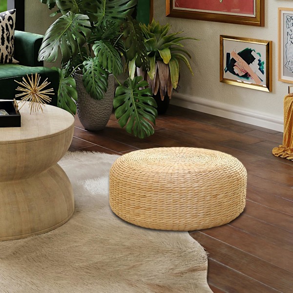 Japansk stil sædehynde, håndlavet meditationshynde, rustik tatami kontorhynde, 40 cm diameter