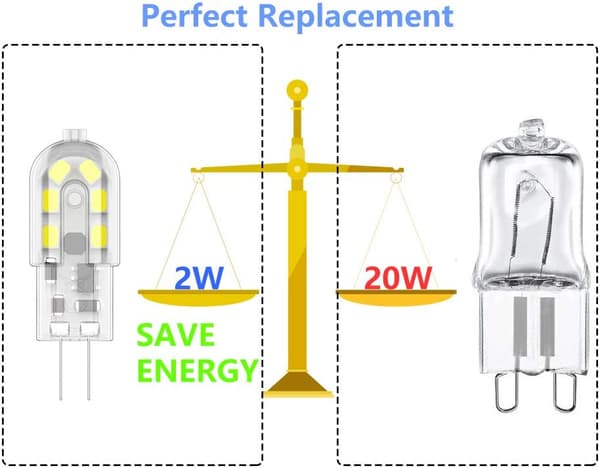 G4 2W LED-lampa, 20W, kallvitt 6000k 10-pack [Energiklass A+]