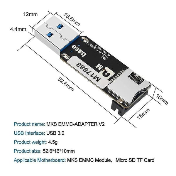 For Mks Emmc-adapter V2 Usb 3.0 Kortlæser Til Mks Emmc Modul Micro-sd Tf Kort Mks Pi Mks Skipr