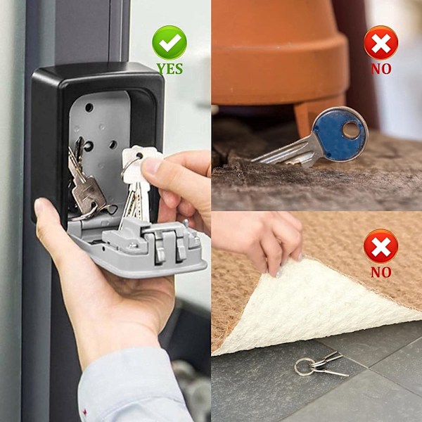 Nyckelskåp med 4-siffrig kombinationslås för utomhusväggmontering