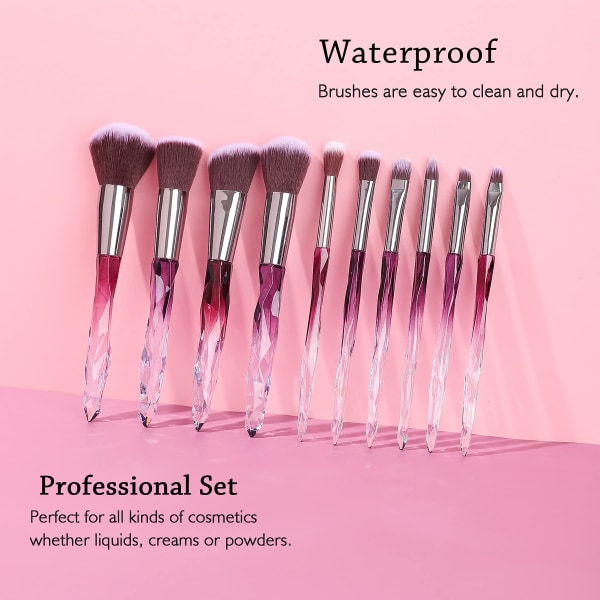 Makeup Brushes Crystal Handle Cosmetic Brush Set 10pcs